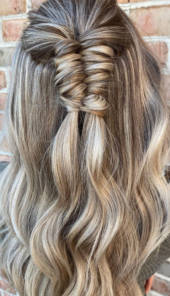 Half Up Hairstyles That Are Pretty For 2021 : Infinity braided half up half down