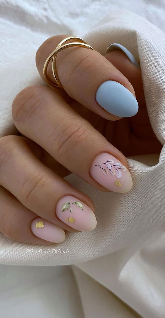 Cute Spring Nails That Will Never Go Out Of Style Flower Baby Blue And Nude Nails