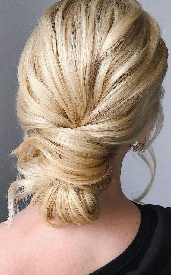 70 Latest Updo Hairstyles for Your Trendy Looks in 2021 : Simple Blonde Wrapped Updo