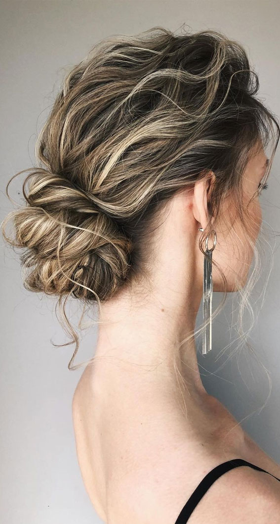 Image of Updo hairstyle with highlights