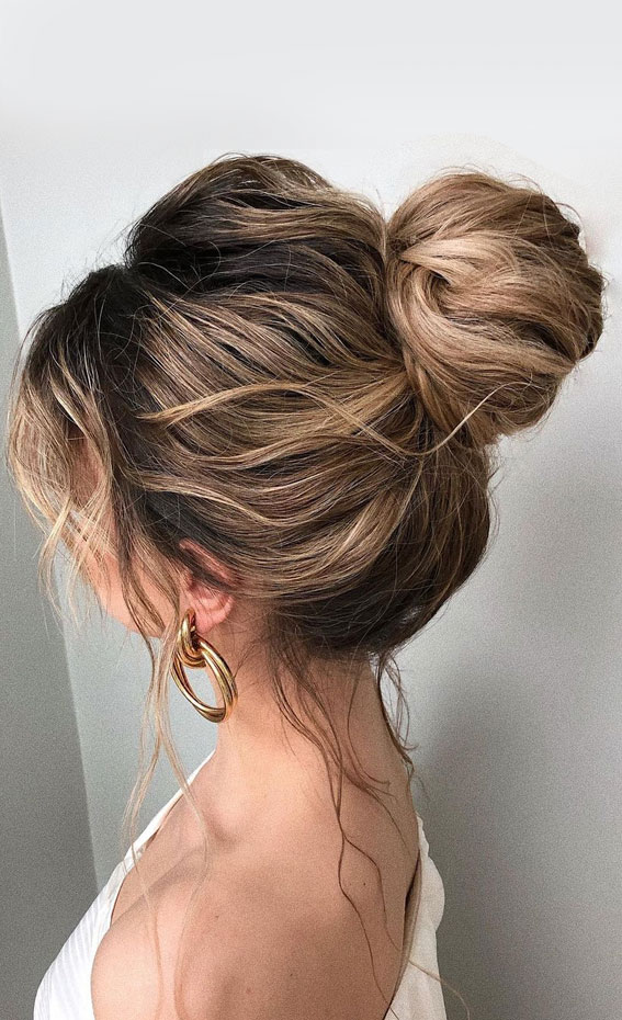 70 Latest Updo Hairstyles for Your Trendy Looks in 2021 : Pretty Texture High Bun
