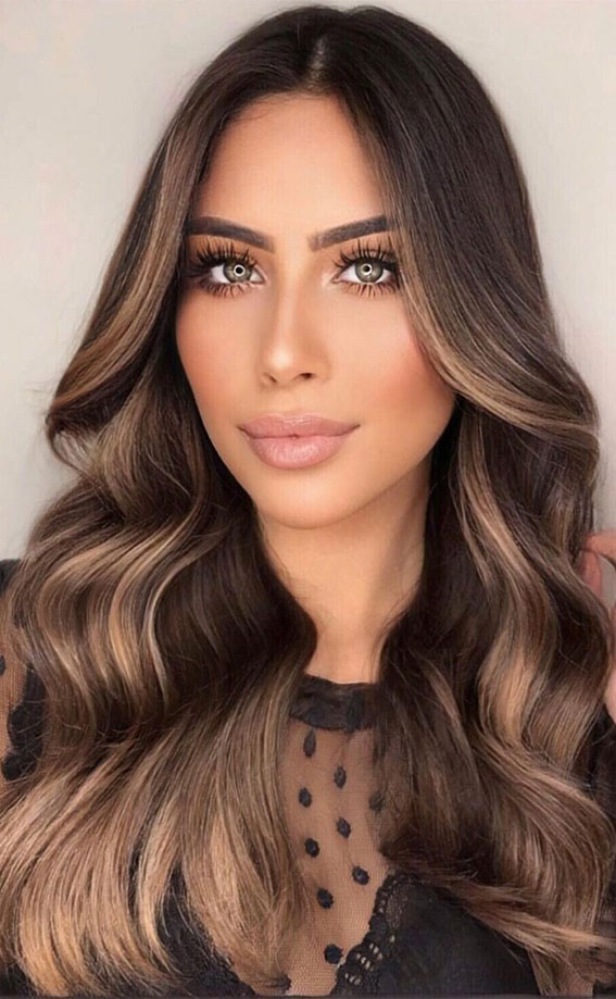 These Are The Best Hair Colour Trends in 2021 : Glam dark hair with subtle  blonde