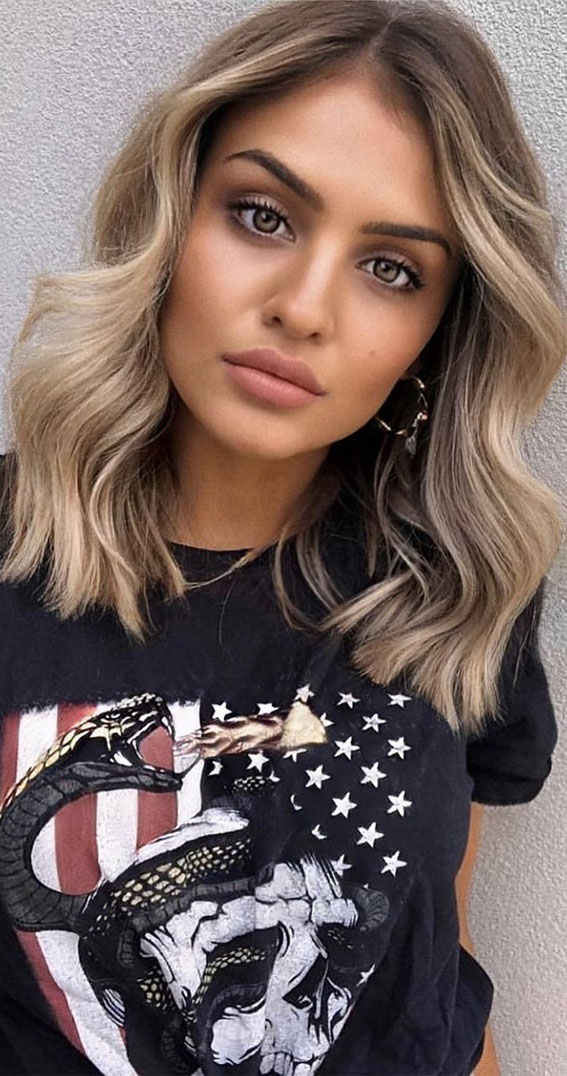 These Are The Best Hair Colour Trends in 2021 : Stylish lob haircut with blonde