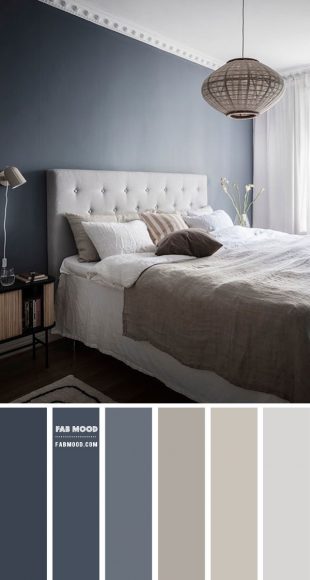 Blue Grey and Linen Colour Scheme For Apartment Bedroom | Fab Mood