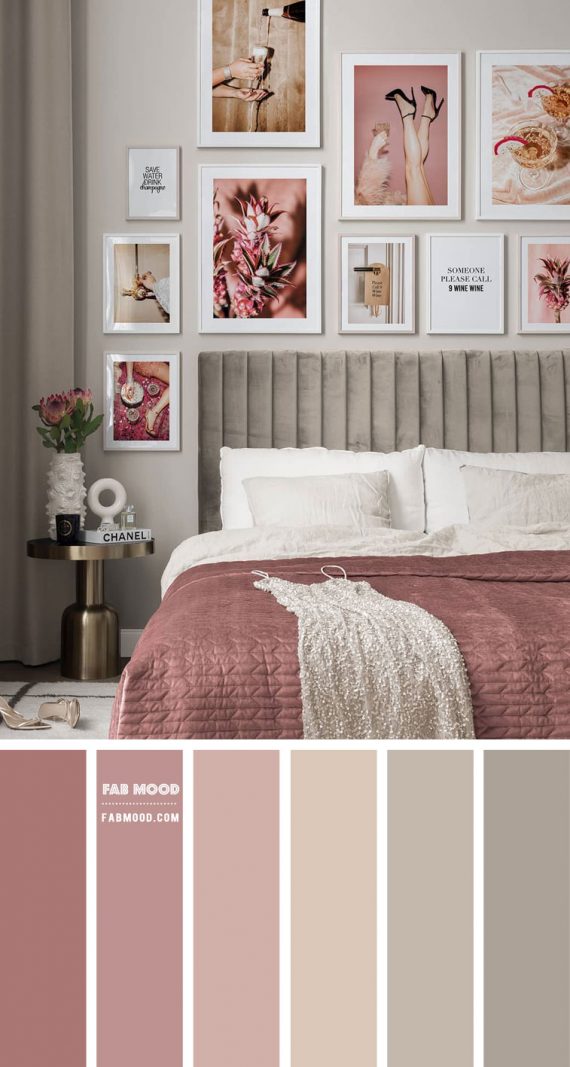Cinnamon Rose and Metal Colour Scheme For Bedroom