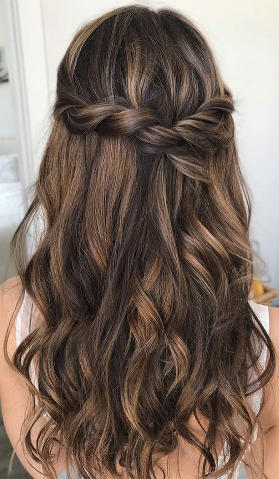 Half Up Hairstyles That Are Pretty For 2021 : Pretty twisted & waves