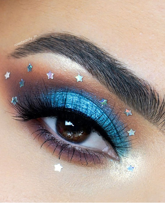 Best Eye Makeup Looks For 2021 : Blue & Star Eye Makeup look