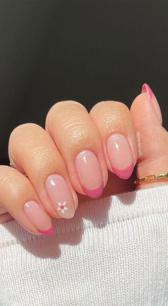 pink french tips, summer nail polish colors 2021, summer nails 2021, summer nails 2021, best nail color for beach vacation 2021, trending nail colors 2021, nail colours summer 2021, summer nail colors 2021, summer nail ideas