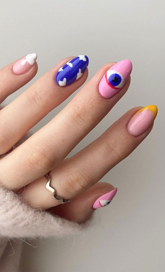 fun summer nails, mix and match summer nails, mix and match nail art designs for summer, summer nail polish colors 2021, summer nails 2021, summer nails 2021, best nail color for beach vacation 2021, trending nail colors 2021, nail colours summer 2021, summer nail colors 2021, summer nail ideas