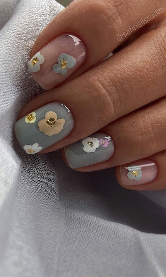 floral nails, summer nails, pretty flower nails, summer nails, cute summer nails