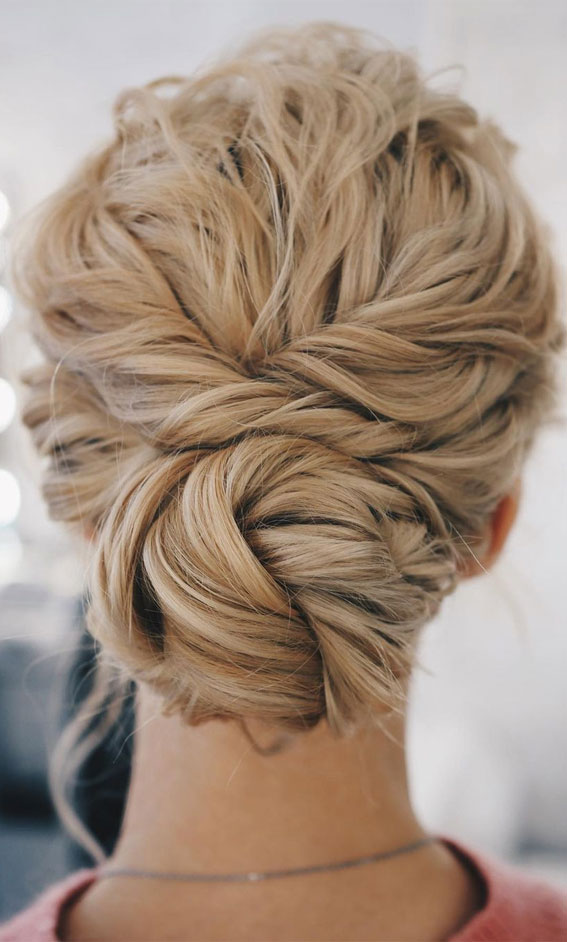 70 Latest Updo Hairstyles for Your Trendy Looks in 2021 : Textured Bun For Special Occasion