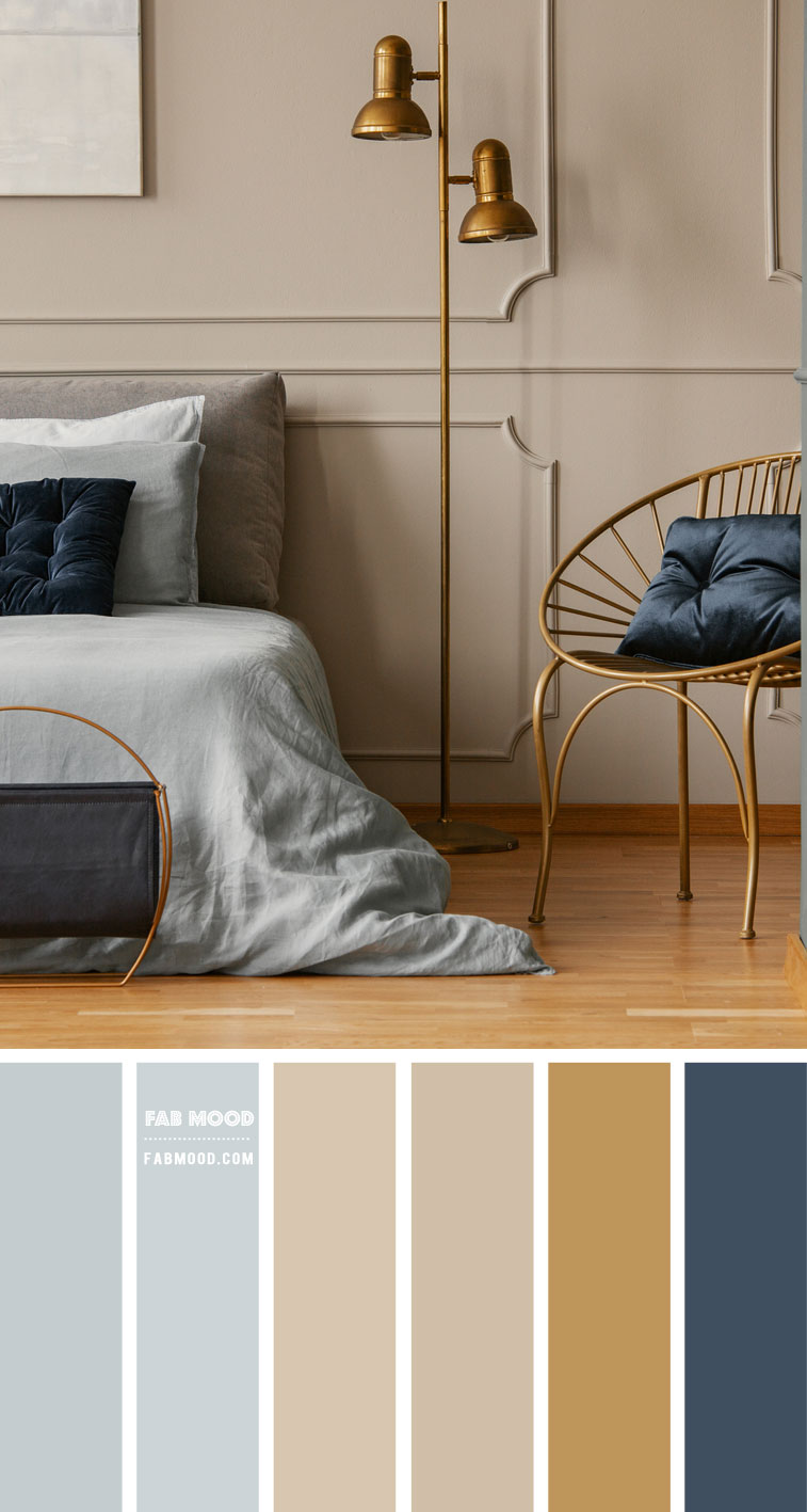 Beige and Blue Colour Scheme For Bedroom