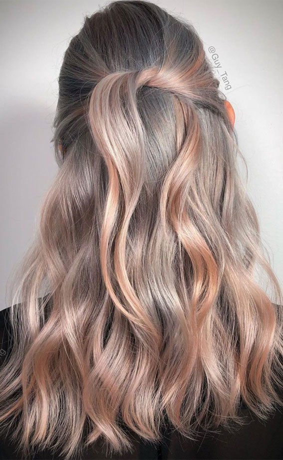 63 Charming hair colour ideas & hairstyles : Illuminate Grey and Peach