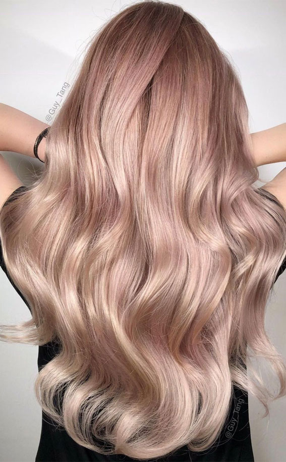 63 Charming hair colour ideas & hairstyles : Blush peach pink