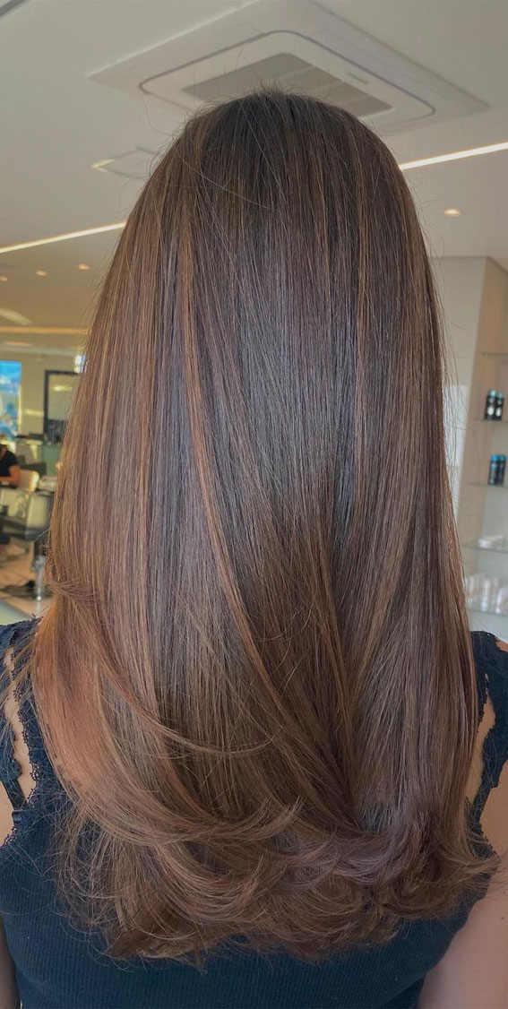 63 Charming hair colour ideas & hairstyles : Brunette with Brown Toffee  Highlights