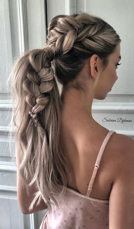 Cute braided hairstyles to rock this season : Chunky Braided Ponytail