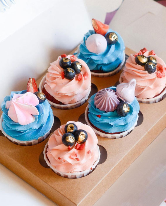 blue and peach cupcakes, cupcake ideas, cupcake designs, cupcake images, cupcake decorating ideas, wedding cupcakes, wedding cupcake ideas #cupcakes cupcake ideas 2021
