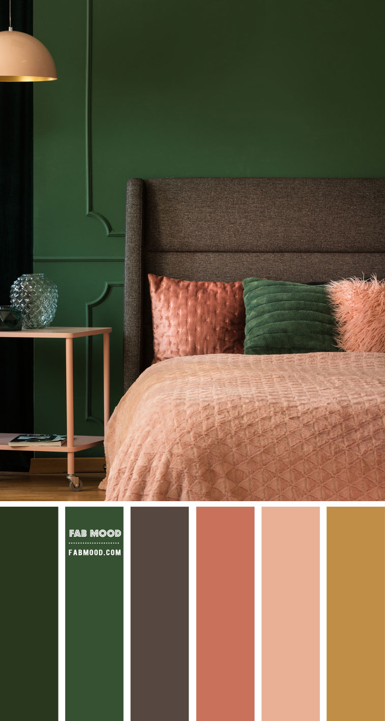 emerald green and peach colour, emerald and peach color scheme, emerald green and peach bedroom, emerald green and rose gold, emerald green and gold, emerald green peach and gold, emerald green colour combination, forest green and peach color combo, green and peach bedroom #bedroomcolor