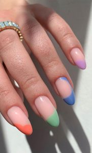 25 Cute Coloured French Tip Nail Ideas : Different Coloured Retro ...
