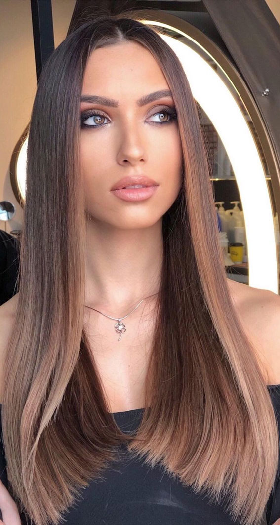 hair color ideas, brown hair color ideas, bronde hair color , brown hair, brunette hair, brown hair with highlights #brownhair #haircolorideas brunette hair with highlights, light brown hair with highlights, straight brown hair with blonde highlights