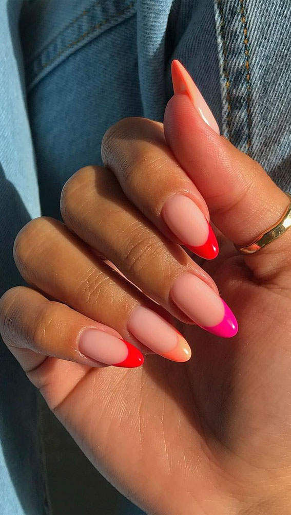 cute summer nail art designs, acrylic nail designs for summer, colorful nail colors, bright nail colors, summer nail art designs 2021, ombre nail colors, nail art designs 2021 #nailart #nailart2021