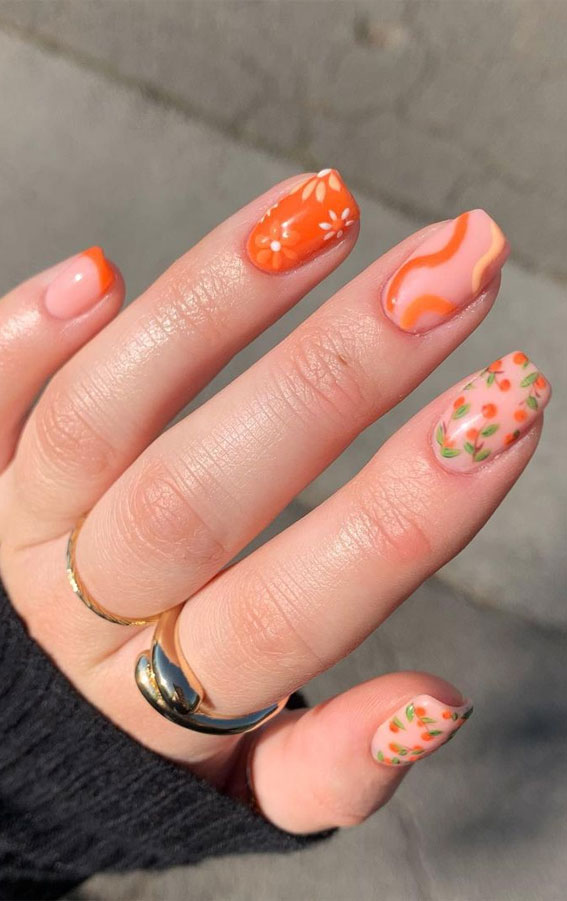 Summer Nail Art Ideas To Rock In 21 Pretty Orange Flower Nails
