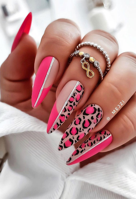 Summer nail art ideas to rock in 2021 : Hot pink cheetah nails