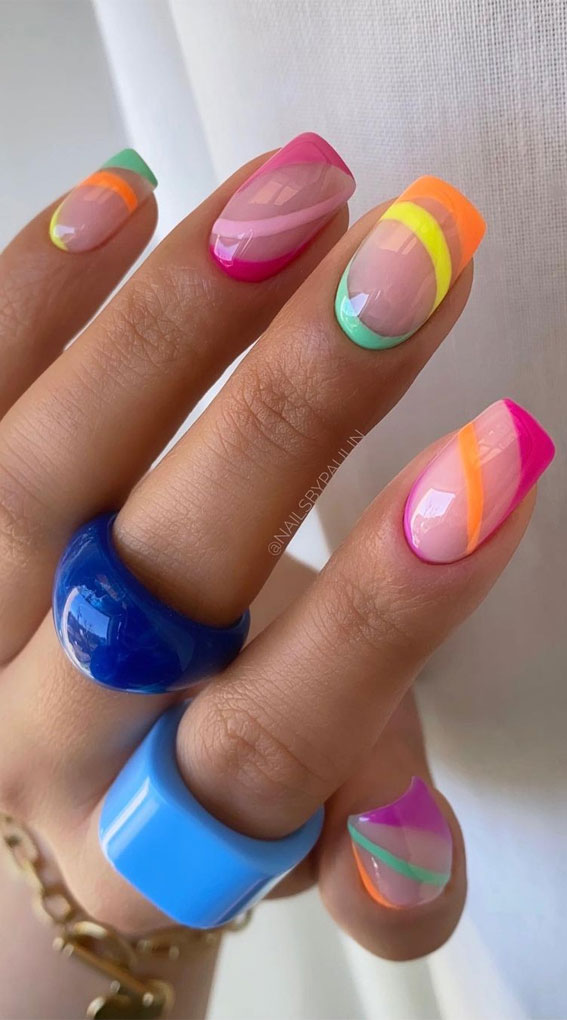 Gorgeous Nail Designs to Celebrate the Season : Colorful & different color  Nails