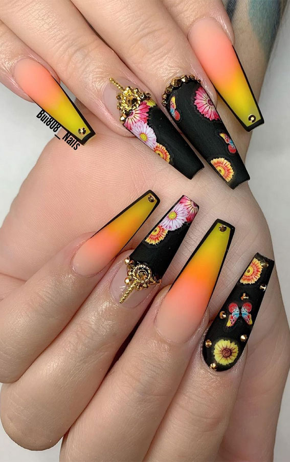 ombre orange yellow nails, summer nail colors 2021, summer nails ideas, summer nails 2021, summer nail art, summer nail designs 2021, summer nails acrylic, summer nails colors, summer nail ideas 2021, bright summer nails 2021