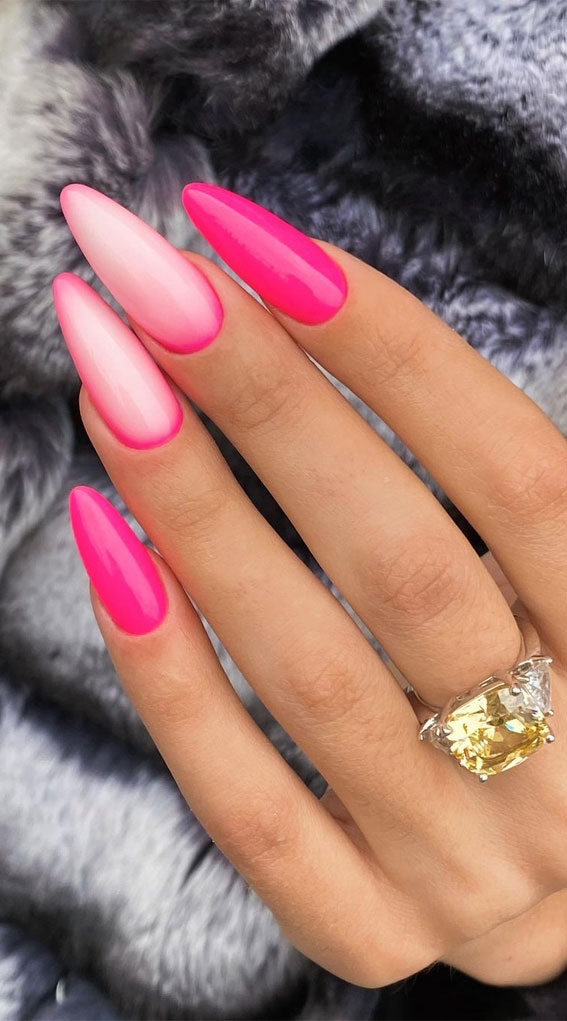 bright pink nails, summer nail art designs, colorful nail colors, bright nail colors, summer nail art designs 2021, ombre nail colors, nail art designs 2021 #nailart #nailart2021