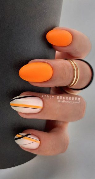 Gorgeous Nail Designs to Celebrate the Season : Orange & Milky White ...