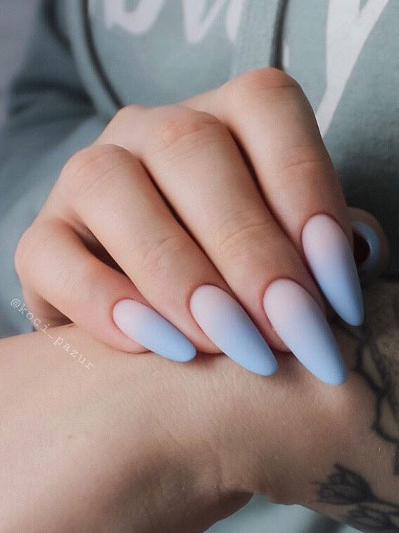 ombre blue grey nails, summer nail art designs, colorful nail colors, bright nail colors, summer nail art designs 2021, ombre nail colors, nail art designs 2021 #nailart #nailart2021