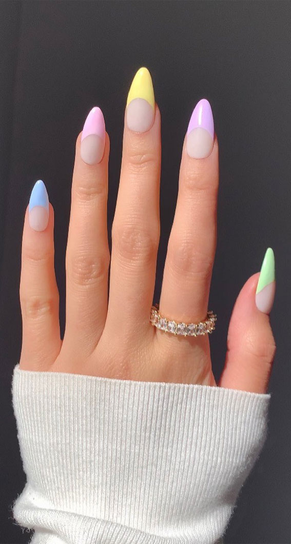 different color french tips, summer nail colors 2021, summer nails ideas, summer nails 2021, summer nail art, summer nail designs 2021, summer nails acrylic, summer nails colors, summer nail ideas 2021, bright summer nails 2021