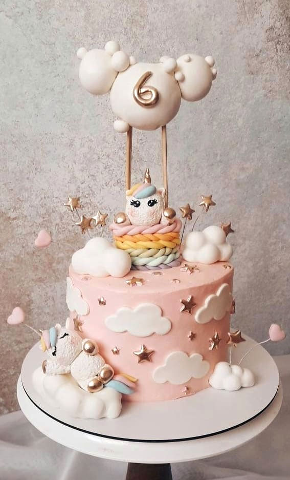Cute Unicorn Cake Designs : Hot Air Balloon & Unicorn Cake for 6th Birthday