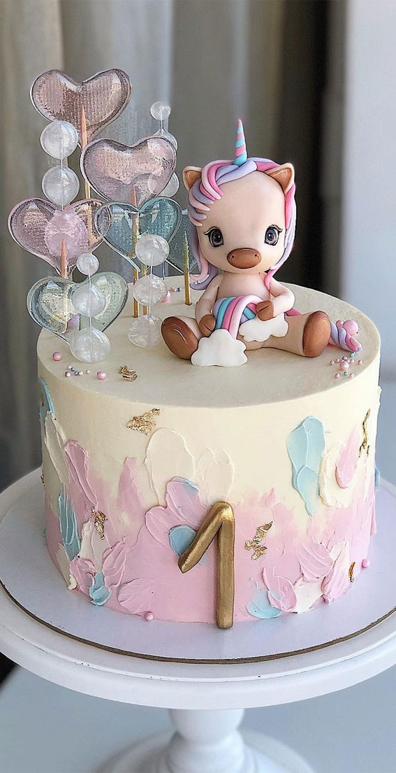 Cute Unicorn Cake Designs : Pastel Unicorn & Heart Lolly Pops for 1st birthday