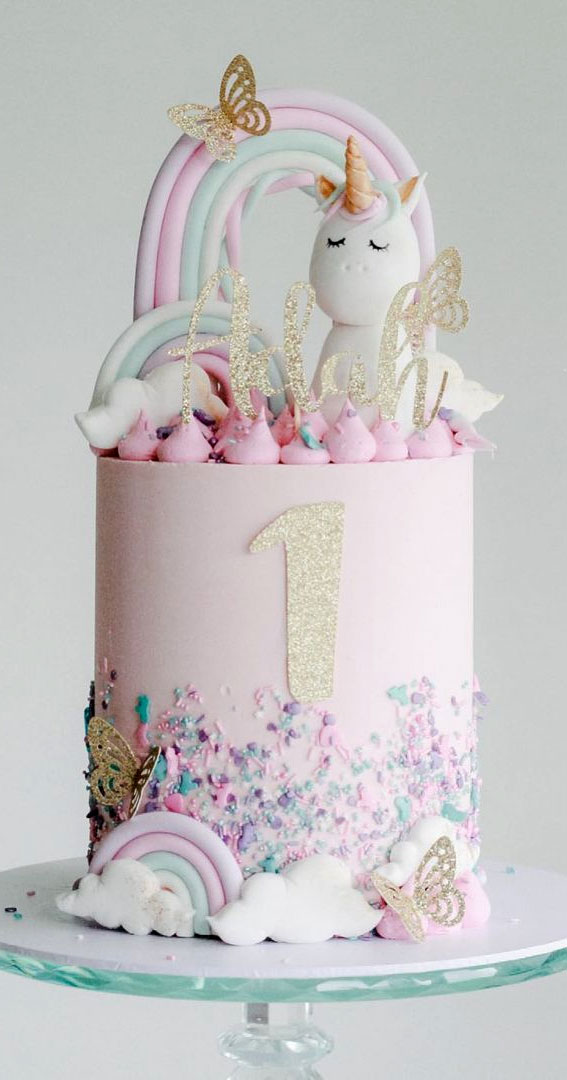 Cute Unicorn Cake Designs : Pastel rainbow unicorn birthday cake