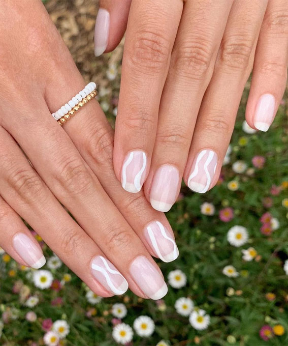 45 Cute Summer Nails 21 French Tips With Wave Accent Nail