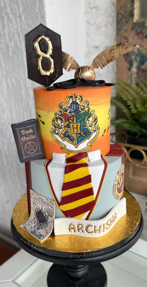 gryffindor tie harry potter cake, harry potter cake designs, harry potter birthday cake, harry potter themed cake, birthday cake ideas 
