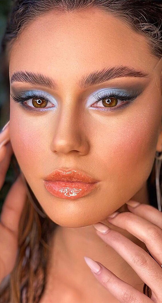 soft blue makeup look, eye makeup for brown eyes, best eye makeup for brown eyes, best eye shadows for brown eyes in 2021