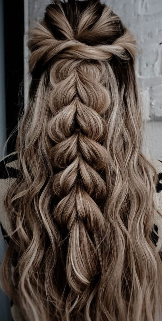 24+ Braid Hairstyles That Really Jazz Up Your Hair : Half up & Pull Through Braid