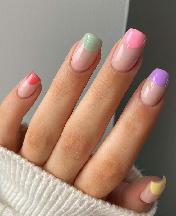french tip nails design, french tip nails 2021, french tip nails, french tip nails coffin, french tip nails designs, french tip nails long, colored french tip nails, colored french tip acrylic nails, french manicure with color line, color french tips round