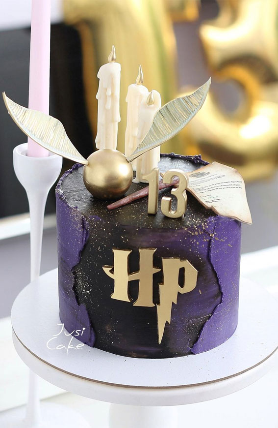 black and purple harry potter cake, harry potter cake designs, harry potter birthday cake, harry potter themed cake, birthday cake ideas 