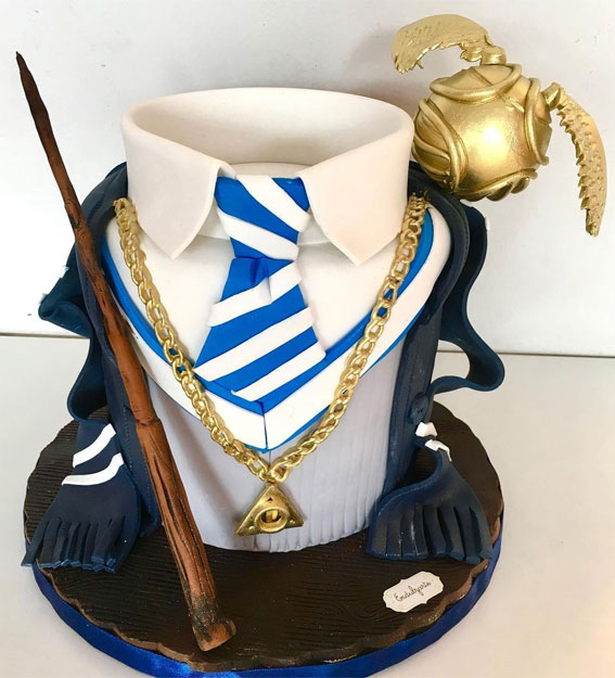 Harry Potter Cake Design Ideas : Ravenclaw House Tie Cake with Golden Snitch