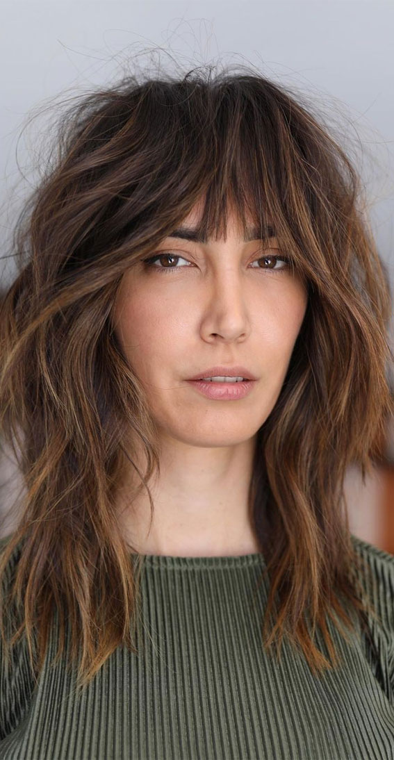 20 Mid length hairstyles With fringe and layers : Modern Shag Haircut
