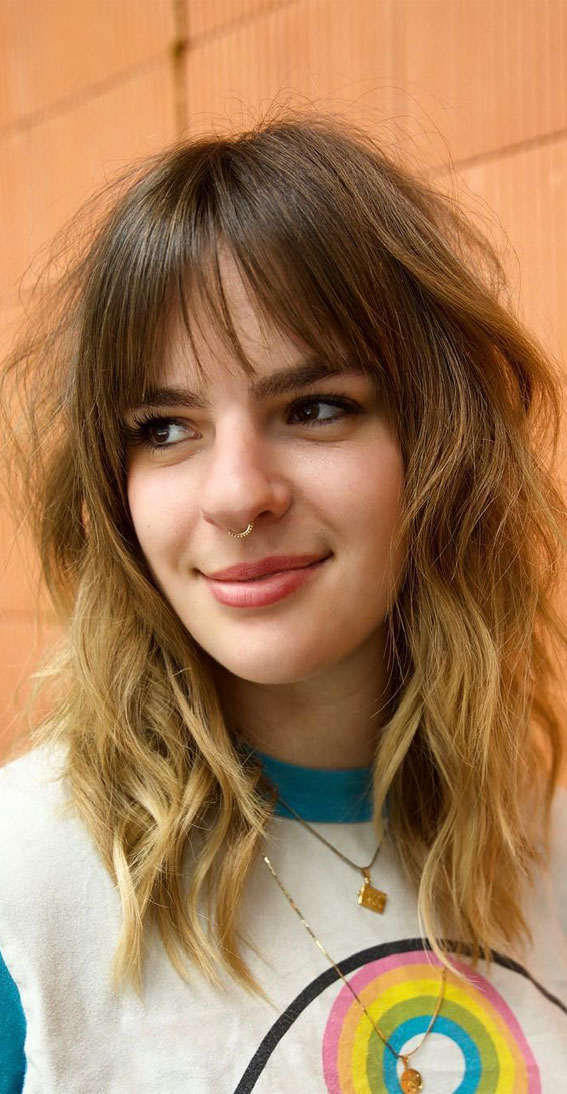 20 Mid length hairstyles With fringe and layers : Blonde Shag Haircut
