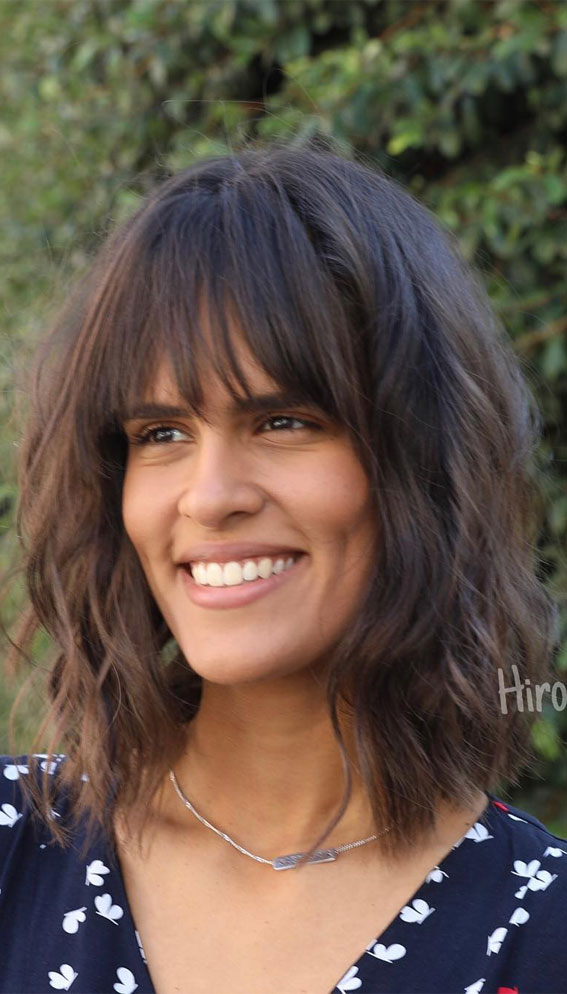 20 Mid length hairstyles With fringe and layers : Dark Hair Shag Haircut