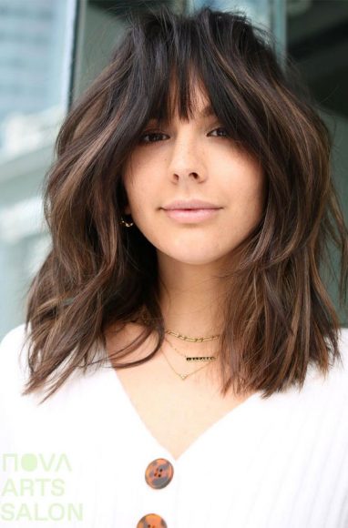 20 Mid length hairstyles With fringe and layers : Mid length layered ...
