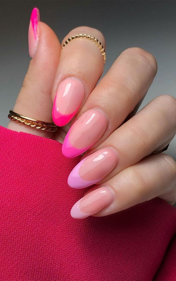 27+ French Manicure with Color Line : Ombre Pink Tips