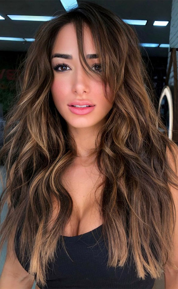 35 Ways to Upgrade Brunette Hair : Caramel highlights with a warm-toned