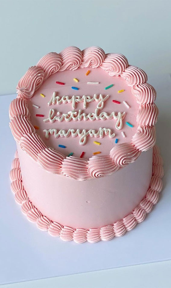 25 Cute Birthday Cake Ideas Pink Buttercream Birthday Cake